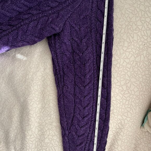 Polo Ralph Lauren Wool/Angora Shawl Collar Cable Knit Pullover Sweater  - Purple - Picture 9 of 12